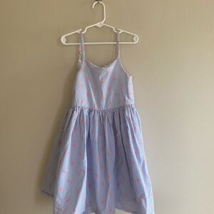 Gymboree Blue Seersucker Dress with Neon Pink Flamingos